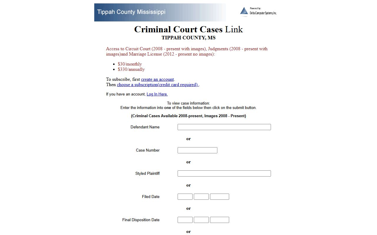 Tippah County court records after jail arrest Delta case search